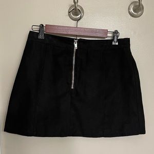 Black Suede Zip Up Skirt